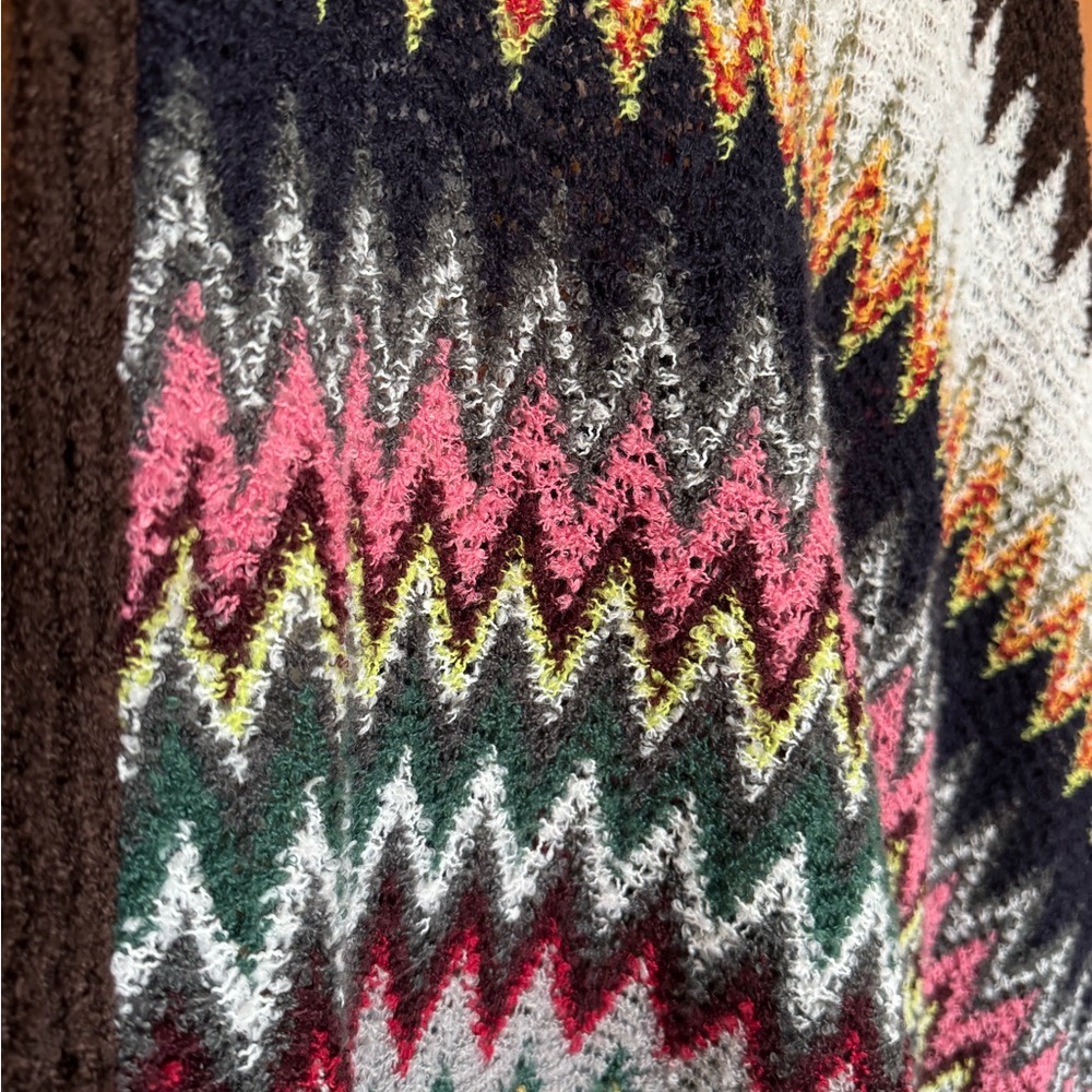 Multicolor Zigzag Knit Poncho - image 2